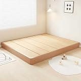 Domesto Floor Bed Frame, Solid Wood Japanese Style Bed Frame, Joinery Bed Frames, Tatami Platform Beds for Bedroom (Natural, 70.87 * 74.8in)