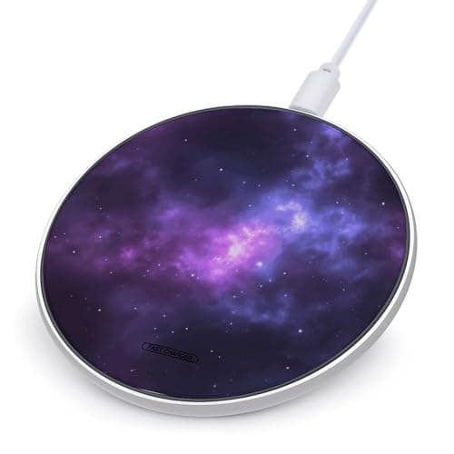 Magic Galaxy Sky Purple Wireless Charger, 10W Qi-Certified Fast Wireless Charging Pad with USB Cable & LED Indicator Fashion Charger Mat Portable Charging Station for All Qi-Enabled Phones