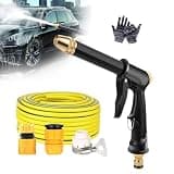 Twist Power Blast Clean, H2 Long Spray Gun + 3 Connectors + 33ft/10m Hose,Multifunctional Car Wash Tool with 360° Adjustable Nozzle,Portable Jet Sweeper Nozzle Power Washer with Trigger Lock (A+Hose)