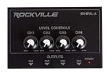 Rockville RHPA4 4-Channel Headphone Amplifier, Stereo/Mono Switch, Dual 1/4" and 3.5mm Outputs per Channel, USB Power, for Studio and Podcast Monitoring