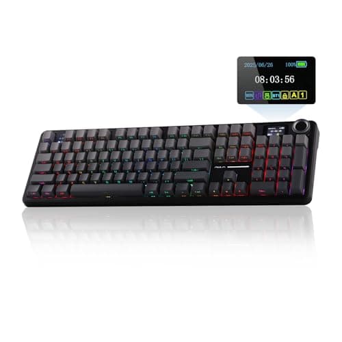 EPOMAKER X Aula F108 PRO Wireless Gaming Keyboard with Screen, 8000mAh Battery, 104 Hot-Swappable and Programmable Keys and Knob, RGB Backlight, for Mac/PC/Android (Black Gradient)