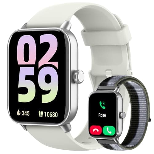 Smart Watch for Women Men, 1.85" Alexa Fitness Tracker with Call & SMS, Heart Rate, SpO2, Stress & Sleep Monitor, IP68 Waterproof Smartwatch for Android iPhone Samsung etc., 100+ Sports Modes, 2 Bands