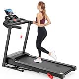 3.7HP Folding Treadmill for Home w/APP Control, 300lbs Capacity, Adjustable Incline, 64+7 Programs, Bluetooth Speakers, Electric Treadmill Running Machine, Knee Strap Gift