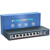 10 Port 2.5G Unmanaged Ethernet Switch, 8 x 2.5G Base-T Ports, 2 x 10G SFP, Compatible with 100/1000/2500Mbps, VLAN, Fanless, Desktop/Wall Mount YuanLey 2.5Gbe Network Switch for Wireless AP, NAS, PC