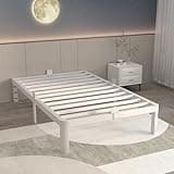 ITIMIDI 12 Inch White Twin Bed Frames, Metal Twin Size Platform Bed Frame with Round Corner Legs, Heavy Duty Steel Support 3500 LBS, Storage Space, No Box Spring Needed, Noise Free, Easy Assembly