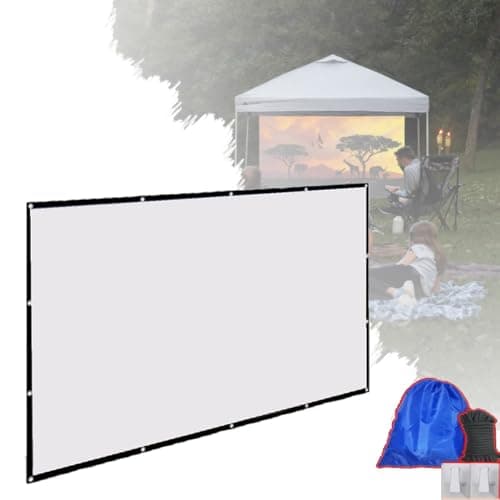 NILZA Outdoor Projector Screen Folding Projection Screen 50" 80" 120" 200" 250" Portable Projector Movie Screen for Camping/Office/Party/Double Sided Projection(60inch-4:3)
