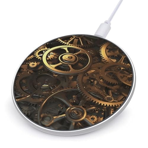 Cool Steampunk Gears Wireless Charger Portable 10W Fast Wireless Charging Pad Compatible with Phone Ultra-Thin Charging Station Lightweight Charger Mat for Travel Home Office Desk