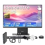 Lenovo IdeaCentre AIO 27" FHD IPS Touch All-in-One Desktop, AMD Ryzen 5 8645HS, 32GB RAM, 3TB Storage (2TB SSD&1TB Dock), AMD Radeon 760M, Wireless Keyboard & Mouse, Webcam, Wi-Fi 6, Win 11, Grey