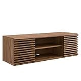 Modway Render 46" Mid-Century Modern Wall Mount Media Console TV Stand, 46 Inch, Walnut
