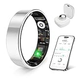 prxxhri Smart Health Ring, Featuring Stress and Sleep Monitoring Functions, Compatible with iOS and Android,Waterproof Fitness Tracker for Women & Men, No Subscription Fee. (Silver, 7)