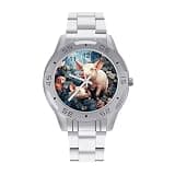 NTVOWPZO Three-Hand Analog Stainless Steel Watches for Men Easy Reader