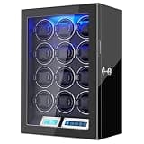 GCCRGRC Watch Winder 12 Slots Automatic Watches,Ultra-Quiet Japanese Motors, Built-in LED Illumination and LCD Touchscreen Control