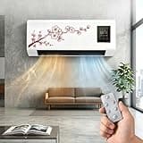 2 in 1 Wall Mounted Heating System, 1800W Portable Cooling and Heating Air Conditioner Fan, Quiet Ductless Smart AC Heater Combo Unit with Remote, No Window for Living Room Office(Red)