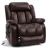 MEROUS Dual Motor Power Lift Recliner Chair for Elderly, Infinite Position Lay Flat Lift Chair with Massage and Heat, USB Ports, Leather (Brown)