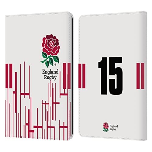Head Case Designs Officially Licensed England Rugby Union Position 15 2022/23 Players Home Kit Leather Wallet Case Compatible with Kindle Paperwhite 1/2 / 3