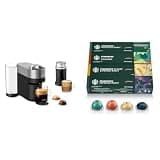 Nespresso Vertuo Pop+ Deluxe Coffee and Espresso Maker by Breville with Milk Frother, Titan + Starbucks Capsules