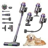 UQTEF Cordless Vacuum Cleaner pet Hair, 600W 55kPa 70Mins Stick Vacuum Cleaners for Home with Pet Brush, Self-Standing and Touch Screen, Vacuum Cordless for Pet Hair