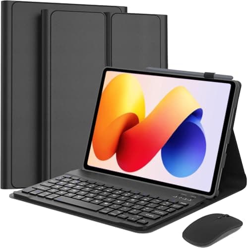 Detachable Keyboard Case with Wireless Mouse for Xiaomi Redmi Pad 2 Pro 12.1 inch 2025/2024, Magnetic Bluetooth Keyboard Case with Mouse for Redmi Pad 12.1" with Pen Holder, Multi Adjustments, Black