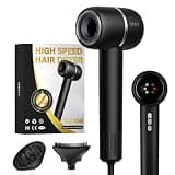 Hair Dryer,160000RPM High Speed Blow Dryer,Negative Ionic Care Hair Dryer,Fast Drying Less Heat Damage Blow Dryer,Thermo-Control Low Noise with Diffuser (Black, Smoothing Brush)