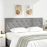 AYEASY Queen Size Headboard Only, Adjustable Height Queen Headboard Only from 49”-62”with Durable Legs, Upholstered Headboards Fabric Bed Head Board in Modern Button Design, Light Grey