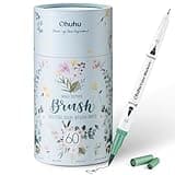 Ohuhu Markers for Adult Coloring Books No Bleeding 60 Colors Coloring Markers Water-based Dual Tips Fineliner & Brush Drawing Pens Art Pens for Kids Adults Sketch Journal - Maui - White