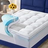 NicePlus King Size Dual Layer 4 Inch Memory Foam Mattress Topper, 2 Inch Cooling Gel Memory Foam and 2 Inch Soft Pillow Top Mattress Pad Cover for Back Pain Relief, with Elastic 21" Deep Pocket