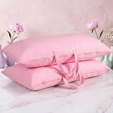 GliCraft 2 Pack 100% Cotton 20"x 36" Pink Canvas Travel Pillow Storage Bag with Handles for Home Travel Beddings Comforters Blankets Saree Linens Organizer Thick Soft Breathable Closet Bags