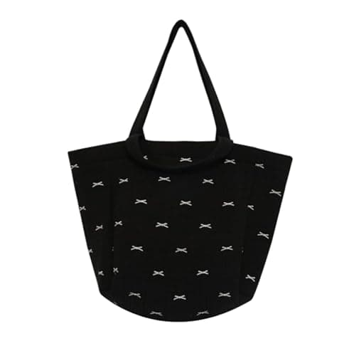 MAIITRIP Cute Bow Diaper Bag Tote,Cotton Diaper Tote Bags For Women Large Capacity Lightweight Travel Work Hospital Labor Delivery Shoulder Case Mommy Essential(black-large)