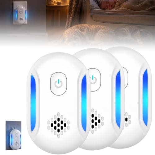 Vermix Pulse Pro, Ultrasonic Plug-In Device, Triple-Pulse Technology, Electromagnetic Wall Coverage Up to 1600sq Ft,Quiet Night Light,for Family Pets,Low Energy Indoor Solution for Home Garage(3 pcs)