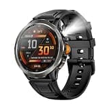 KT92 Smart Watch for Men Women, 1.7” HD Smartwatch with Scroll Wheel, 1100mAh Battery, 3ATM Waterproof, Fitness Tracker with Heart Rate/SpO2/Sleep Monitor, Compass Flashlight for Outdoor (Orange)