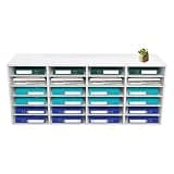 AYLYOTOY 24 Slot Literature Organizer, Office Mailbox with Adjustable Shelves, Countertop File Letter Paper Mail Sorter, Desktop Storage Cabinet for Home, Classroom, School, Mailrooms