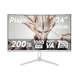 Pixio PXC248 Wave White 24 inch 200Hz Refresh Rate FHD 1080p Resolution 1500R Curve Fast VA Panel 1ms GTG Response Time Adaptive Sync HDR Curved Gaming Monitor