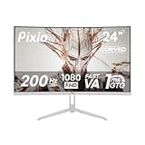 Pixio PXC248 Wave White 24 inch 200Hz Refresh Rate FHD 1080p Resolution 1500R Curve Fast VA Panel 1ms GTG Response Time Adaptive Sync HDR Curved Gaming Monitor