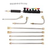 Drfeify Pressure Washer Extension Wand Set with 6 Nozzles for Deep Cleaning in HardtoReach Areas, Stainless Steel, 5 Straight and 3 Curved Rods
