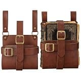 MotiMind Adjustable Leather Book Strap Carrier Book Holster Belt Holder Medieval books holster for Libraries Reading Lover Gifts Renaissance Vintage Victorian Cosplay LARP Accessory(Brown,Classic)