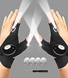 LED Flashlight Gloves, Fathers Day Dad Gifts from Daughter Son Wife, Gift for Men Boyfriend Husband Him Birthday Christmas, Cool Gadget Finger Lights Waterproof for Camping Fishing Repairing (Black)