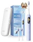 SAKYPRORAL Kids Electric Toothbrush for Boys Teens (6-15Y), Smart Screen with Brushing Score, Soft Bristles, Visual Timer for Braces, 150 Days Battery with Travel Case (Blue)