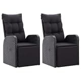 MNISDFL Reclining Garden Chairs Set of 2 with Adjustable Footrest and Powder Coated Steel Frame