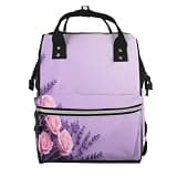 Fuzquwu Lavender Roses Arrangement Print Diaper Bag Backpack,Travel Daypack For Mom Dad,Diaper Tote Backpack