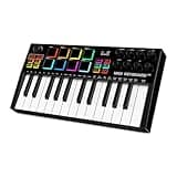 TERENCE MIDI Controller Keyboard Professional 25 Keys MIDI keyboard Piano 500mAh Battery 8 RGB Pads 360° Endless Knob 8 Assignable Knobs OLED Display for Multiple DAWs and Devices