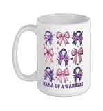 Mama Of A Warrior Epilepsy Awareness Purple Ribbon Ceramic Mug, White, 15oz