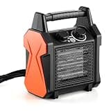 VEVOR Greenhouse Heater, 1500W Electric PTC Space Heater with Fan, Low & High Heat Modes, Overheat Protection, Tip-Over Shut-Off, Portable for Grow Tent, Small Greenhouse, Flower Room, Home Office