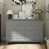 FUNISIR 9 Drawer Dresser for Bedroom, Modern Dressers with Sturdy Legs & Chests of Drawers for Entryway & Hallway, Grey (15.7" D x 55.1" W x 37.0" H)