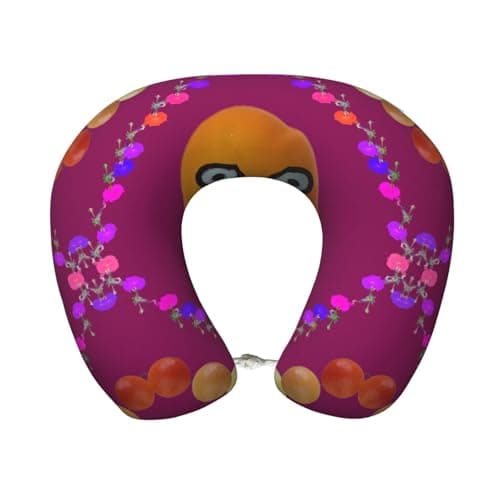 ChenGua Smiley Mango Print Travel Neck Pillow, U-Shape Memory Foam Airplane Pillow, for Car&Home Office, Washable Cover
