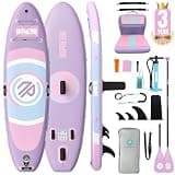 Niphean(Ultra-Light) Inflatable Paddle Board with StabilTrac Fin and Durable SUP Accessories, 10' Stand Up Paddle Boards for Adults & Youth, Versatile Yoga Paddle Board-Lavender Whispers with Seat