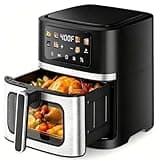 8.5QT Air Fryer With Viewing Window & Light, 1700W Digital Hot Air Fryer, 8 Presets, Defrost Function, Nonstick Dishwasher Safe Basket, Family Size Air Fryer, Black
