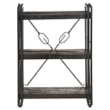 KMUNGDWG Industrial 3-Tier Bookcase Black, Solid Mango Wood Shelves with Powder-Coated Steel Frame, 23.6"x11.8"x31.5" Bookshelf for Home Office