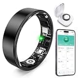 Free Shark Smart Ring with Sleep Monitoring, Step Counting, Heart Rate for iOS and Android, No Subscription Fee, IP68 Waterproof Health Tracker (Jet Black, 11)