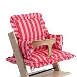 Hoteam Red Stripe High Chair Cushion with Ruffle Compatible with Tripp Trapp, Wipe Clean Soft Dining Seat Cushion for Baby Toddler Dining Feeding High Chair Accessories Make It Safer, More Comfortable