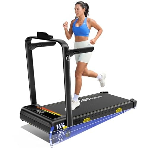 YPOO Walking Pad Treadmill with 16% Incline and Handles, 2.5HP Compact Foldable Walking pad for Home Office, Under Desk Treadmills with RGB Light